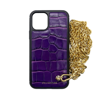 iPhone 11 Series Croco Embossed Chain Leather Case